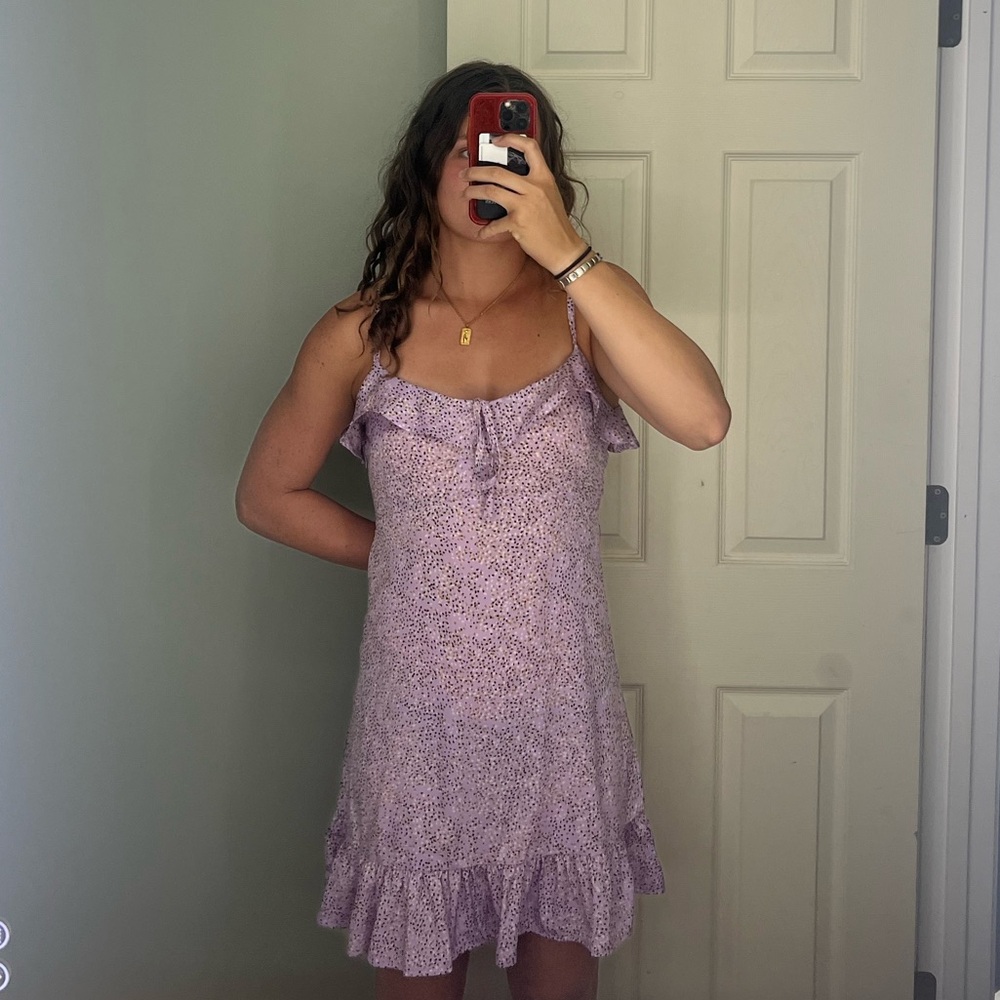 Wednesday’s Girl Purple Floral Sleeveless Knee-Length Dress